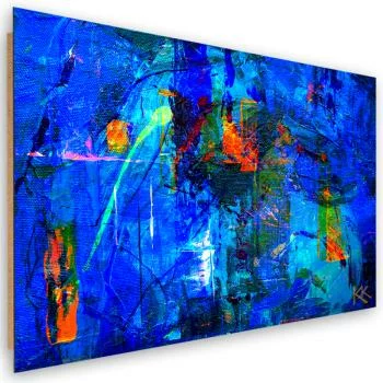 Obraz Deco Panel, Niebieska abstrakcja ręcznie malowana - obrazek 2