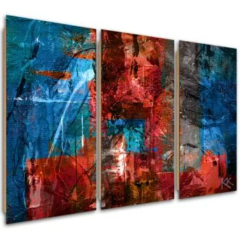Obraz trzyczęściowy Deco Panel, Czerwona abstrakcja ręcznie malowana - obrazek 2