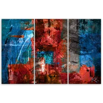 Obraz trzyczęściowy Deco Panel, Czerwona abstrakcja ręcznie malowana - obrazek 3