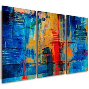 Obraz trzyczęściowy Deco Panel, Niebieska abstrakcja ręcznie malowana - obrazek 2