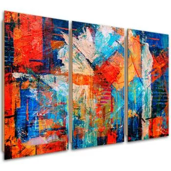 Obraz trzyczęściowy Deco Panel, Pomarańczowa abstrakcja ręcznie malowana - obrazek 2