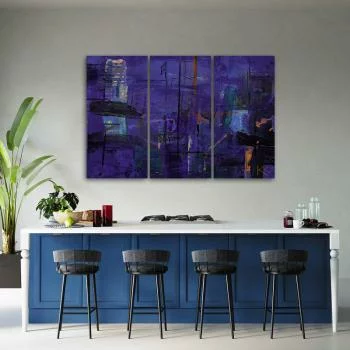 Obraz trzyczęściowy Deco Panel, Fioletowa abstrakcja ręcznie malowana
