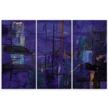Obraz trzyczęściowy Deco Panel, Fioletowa abstrakcja ręcznie malowana - obrazek 3