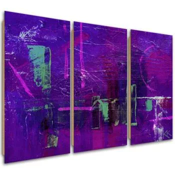 Obraz trzyczęściowy Deco Panel, Fioletowa abstrakcja ręcznie malowana - obrazek 2