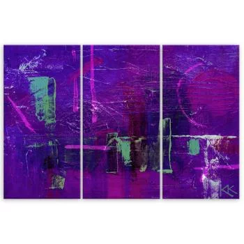 Obraz trzyczęściowy Deco Panel, Fioletowa abstrakcja ręcznie malowana - obrazek 3