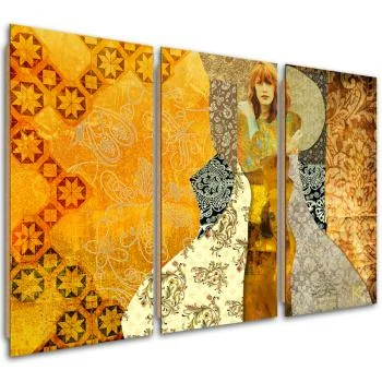 Obraz trzyczęściowy Deco Panel, Kobieta na ozdobnym tle - obrazek 2