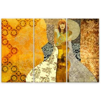 Obraz trzyczęściowy Deco Panel, Kobieta na ozdobnym tle - obrazek 3