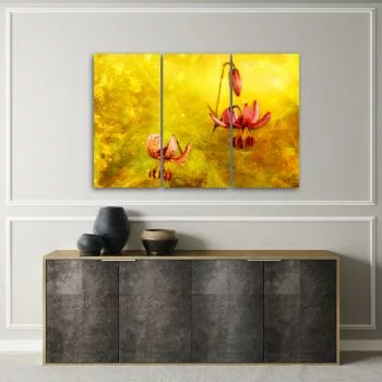 Obraz trzyczęściowy Deco Panel, Zwiędłe tulipany kwiaty