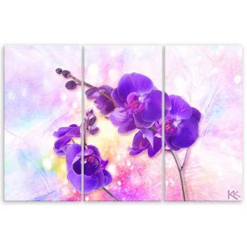 Obraz trzyczęściowy na płótnie, Fioletowy kwiat orchidei - obrazek 3