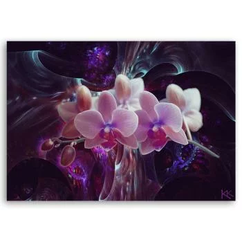 Obraz na płótnie, Biała orchidea na ciemnym tle - obrazek 3