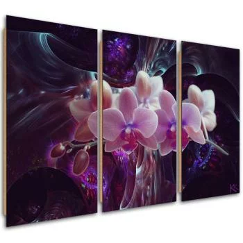Obraz trzyczęściowy Deco Panel, Biała orchidea na ciemnym tle - obrazek 2