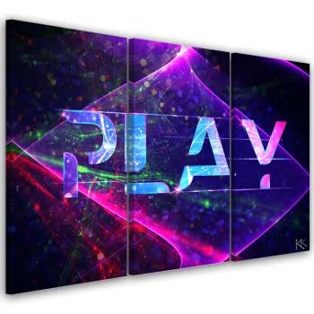 Obraz trzyczęściowy na płótnie, Napis play abstrakcja - obrazek 2