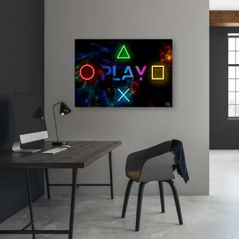 Obraz Deco Panel, Napis play i przyciski do kontrolera