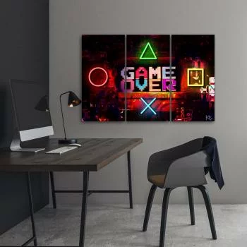 Obraz trzyczęściowy Deco Panel, Napis Game Over dla gracza