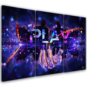 Obraz trzyczęściowy na płótnie, Neon z napisem Play - obrazek 2