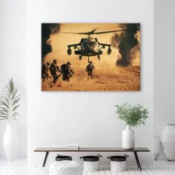 Obraz Deco Panel, Helikopter i żołnierze na misji