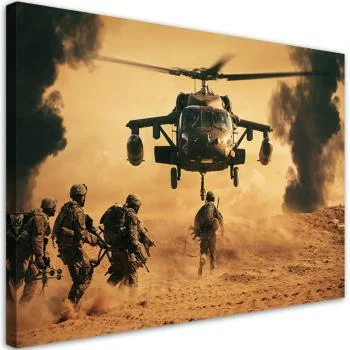 Obraz na płótnie, Helikopter i żołnierze na misji - obrazek 2