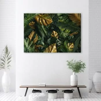 Obraz Deco Panel, Złote liście tropikalne