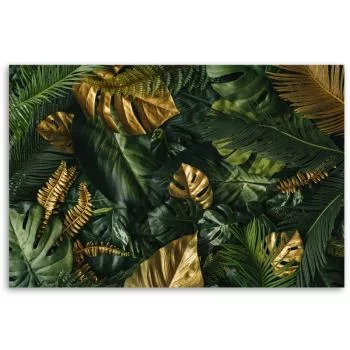 Obraz na płótnie, Złote liście tropikalne - obrazek 3