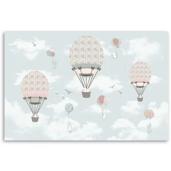Obraz na płótnie, Kolorowe zwierzątka lot balonem - obrazek 3