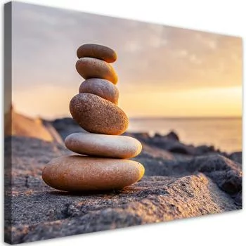 Obraz na płótnie, Kamienie na plaży zen - obrazek 2