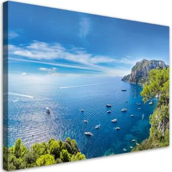 Obraz na płótnie, Panorama wyspy Morze Statki - obrazek 2