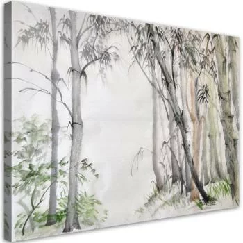 Obraz na płótnie, Las szarych drzew malowany - obrazek 2