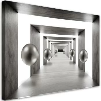 Obraz na płótnie, Tunel srebrne kule 3D - obrazek 2