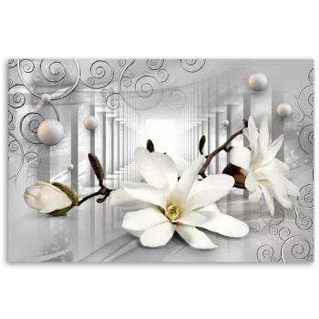 Obraz Deco Panel, Kwiaty w tunelu i srebrne kule 3D - obrazek 3