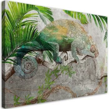 Obraz na płótnie, Kameleon na gałęzi dżungla - obrazek 2