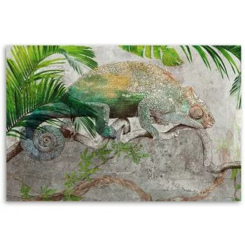 Obraz na płótnie, Kameleon na gałęzi dżungla - obrazek 3