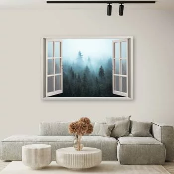 Obraz Deco Panel, Okno widok Las we mgle natura