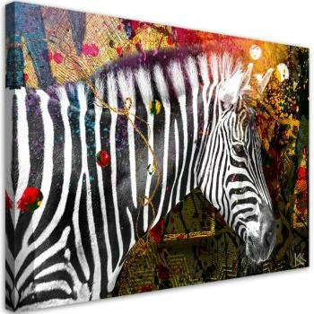 Obraz na płótnie, Zebra na kolorowym tle - obrazek 2
