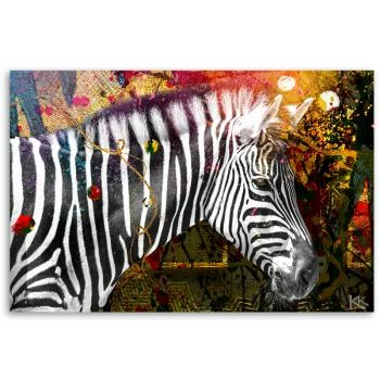 Obraz na płótnie, Zebra na kolorowym tle - obrazek 3