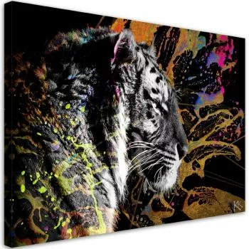 Obraz na płótnie, Tygrys na kolorowym tle - obrazek 2