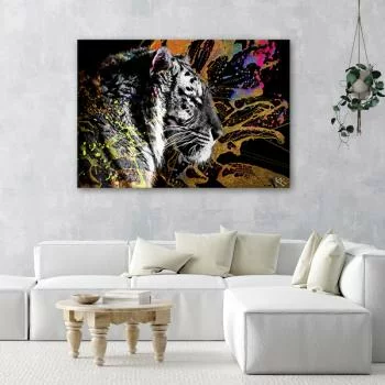 Obraz na płótnie, Tygrys na kolorowym tle