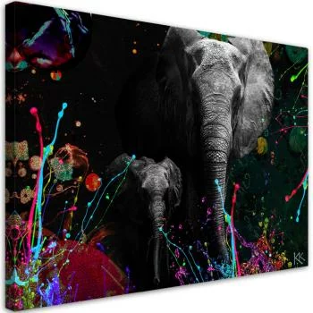 Obraz na płótnie, Słoń na kolorowym tle - obrazek 2