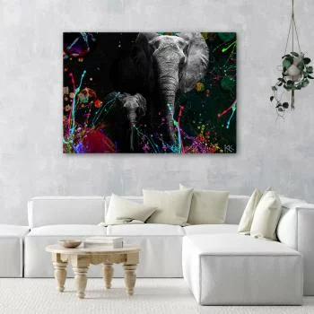 Obraz na płótnie, Słoń na kolorowym tle