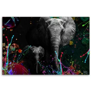 Obraz na płótnie, Słoń na kolorowym tle - obrazek 3
