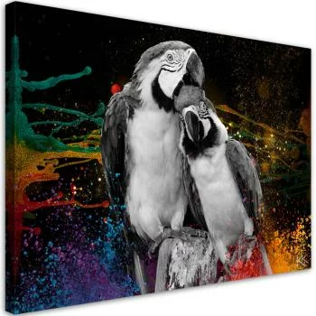 Obraz na płótnie, Kolorowe papugi abstrakcja - obrazek 2