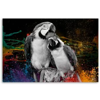 Obraz na płótnie, Kolorowe papugi abstrakcja - obrazek 3