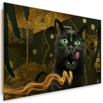 Obraz Deco Panel, Czarny kot Złota abstrakcja - obrazek 2