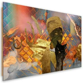 Obraz Deco Panel, Afrykańska kobieta i czarny kot - obrazek 2
