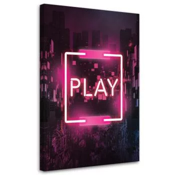 Obraz na płótnie, Różowy napis PLAY dla gracza - obrazek 2