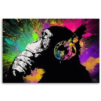 Obraz na płótnie, Banksy kolorowa małpa - obrazek 3