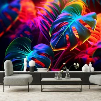 Fototapeta, Liście monstera w neonowych barwach - obrazek 2