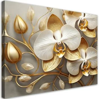 Obraz, Orchidea glamour złoty