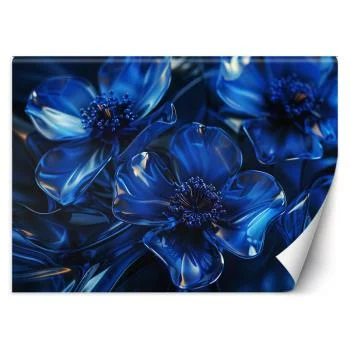Fototapeta, Niebieskie szklane kwiaty makro 3D