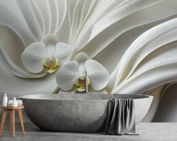 Fototapeta, Biała orchidea abstrakcja 3D - obrazek 2