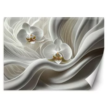 Fototapeta, Biała orchidea i abstrakcja 3D